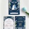 Thiệp Cưới Chibi mẫu thiệp màu xanh navy