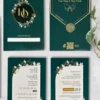 Thiệp cưới in hoa - Mẫu thiệp màu xanh rêu