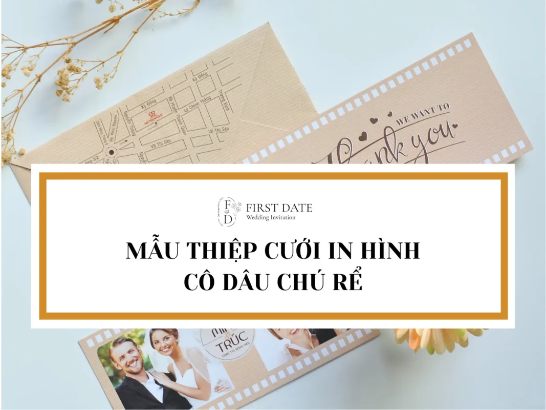 Mẫu thiệp cưới in hình cô dâu chú rể