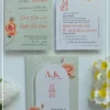Thiệp Cưới In Hoa màu xanh mint