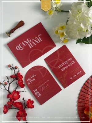 Thiệp Cưới Tối Giản tone đỏ truyền thống