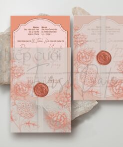Thiệp cưới hiện đại | DQ-BTN26-228 | Mẫu giấy hồng Camay