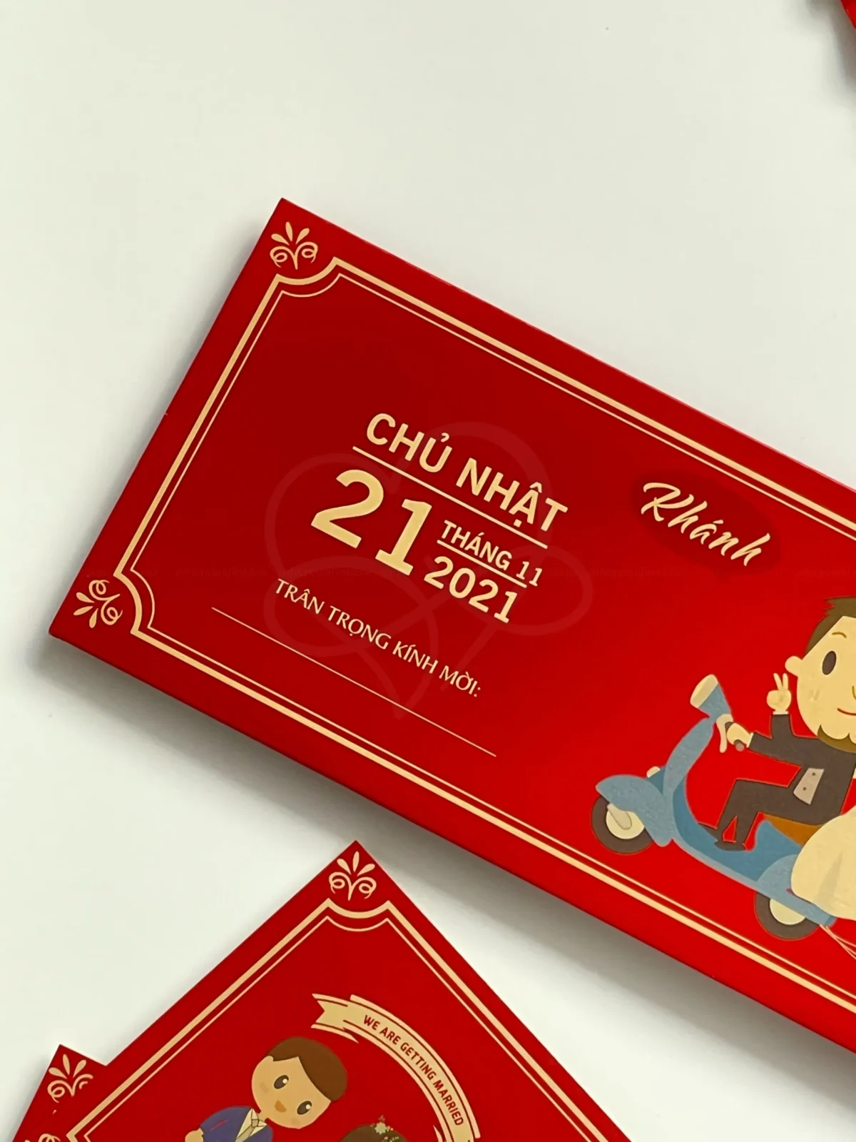 Thiệp cưới chibi - Mẫu thiệp màu đỏ