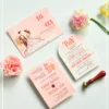 Thiệp cưới chibi mẫu thiệp màu hồng pastel